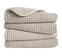 Polyte - Toalla de Manos de Microfibra superabsorbente antipelusa - Secado rápido - Punto gofrado - 40,6 x 76,2 cm - Pack de 4