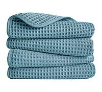 Polyte - Toalla de Manos de Microfibra superabsorbente antipelusa - Secado rápido - Punto gofrado - 40,6 x 76,2 cm - Pack de 4