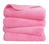 Polyte - Toalla de Manos de Microfibra superabsorbente antipelusa - Secado rápido - Rosa - 41 x 76 cm - Pack de 4