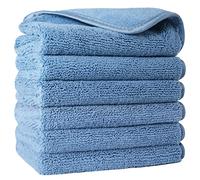 Polyte - Toalla para la Cara de Microfibra superabsorbente antipelusa - Azul - 33 x 33 cm - Pack de 6