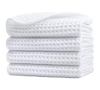 Polyte - Toalla para la Cara de Microfibra superabsorbente antipelusa - Punto gofrado - 33 x 33 cm - Pack de 4