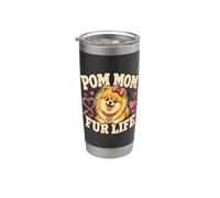 Pom Mom Fur Life Funny Pomerania Dog Vaso térmico de acero inoxidable de doble pared