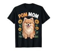 Pom Mom Pomeranian Dog Sunflower Lover Día de la Madre Camiseta