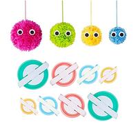 Pom Pom Maker, 2Set 4 Tamaños Pompón Hacedor Pelusa Herramienta Para Lana Aguja Tejedor Tejido DIY para niños y adultos (8)