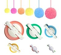 Pom Pom Maker DIY Adultos, Juego de Borlas Artesanales Pompones de Lana, Color Radom, 6 Piezas (2 cm / 2,5 cm / 3,8 cm / 4,8 cm / 6,8 cm)