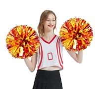 Pom Poms Cheer - Coloridos accesorios deportivos para danza, mango de lámina de metal, accesorio ligero de espíritu | Divertidas flores de Cheer Squad añaden energía y brillo a fiestas, actuaciones o