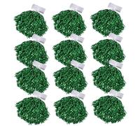 Pom Poms Cheerleading, paquete de 12 pompones de porristas, día del juego con asas de agarre cómodo para equipos deportivos, baile y reuniones de Pep, verde