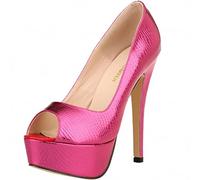 Pombas de Mujeres Patrón de cocodrilo de 14 cm Tacones Altos de la Plataforma de los pies Abiertos Stiletto Party Destino de Bodas Rose Rose, 36