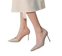Pombas de Tacones Altos Spring Toe Leather Party Fiest Farty Zapatos de Boda Elegantes Zapatos Femeninos (2.5 Reino Unido)