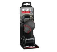 Revolve, pomo de volante de cuero con costuras rojas, soporte negro