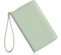 Pomelo Best Cartera de mujer de tamaño mediano - Elegante cartera con correa de mano con cremallera RFID Protección Monedero Regalo para Mujeres Verde
