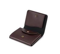Pomelo Best Cartera de piel auténtica para hombre, ultrafina, compacta, con tres compartimentos, color marrón
