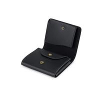 Pomelo Best Cartera de piel auténtica para hombre, ultrafina, triple plegada, color negro