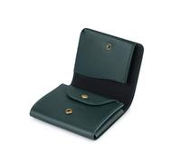 Pomelo Best Cartera para hombre, pequeña cartera de piel de grano fino, estilo vintage, mini monedero con compartimento para monedas y botón de presión, verde oscuro, small, Retro