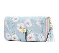 Pomelo Best - Cartera para Mujer de Piel con Tarjetero para 12 Tarjetas, clásico, Peonía Azul, Large, Clásico