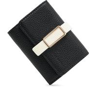Pomelo Best Cartera pequeña de cuero vegano, negro, 9 ranuras para tarjetas, 2 ranuras para efectivo, estilo acordeón compacto con bloqueo RFID