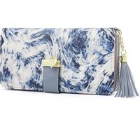 Pomelo Best Cartera RFID para mujer, gran capacidad, con 12 ranuras para tarjetas, se adapta al teléfono, organización de múltiples compartimentos, regalo ideal, Azul niebla, M, Clásico