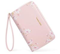 Pomelo Best Carteras de Mujer con Estampado Floral - Monedero Elegante con Asa y Cremallera | Protección RFID Cartera Mediana para Mujer (Rosa)