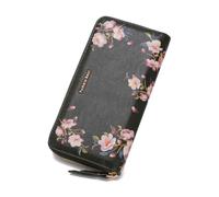 Pomelo Best Monedero para mujer grande en formato largo, diseño de flores, con cierre de cremallera, con bloqueo RFID y muchos compartimentos, color verde abeto