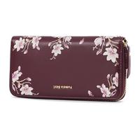 Pomelo Best Monedero para mujer grande en formato largo, diseño de flores, con cierre de cremallera, con bloqueo RFID y muchos compartimentos, color rojo vino