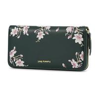 Pomelo Best Monedero para mujer grande en formato largo, diseño de flores, con cierre de cremallera, con bloqueo RFID y muchos compartimentos, color verde esmeralda
