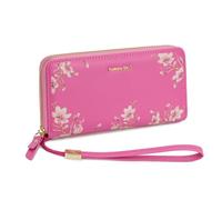 Pomelo Best Monedero para mujer grande en formato largo, diseño de flores, con cremallera y bloqueo RFID y muchos compartimentos, magenta, L, Clásico
