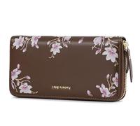 Pomelo Best Monedero para mujer grande en formato largo, diseño de flores, con cremallera y bloqueo RFID y muchos compartimentos, marrón, large, Clásico