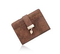 Pomelo Best Monedero pequeño para mujer, pequeño RFID con compartimento para monedas y botón a presión, mini monedero en formato corto para mujer, Ante marrón, S, Contemporáneo