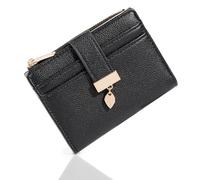 Pomelo Best Monedero pequeño para mujer, pequeño RFID con compartimento para monedas y botón a presión, mini monedero en formato corto para mujer, Negro , small, Contemporáneo