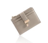 Pomelo Best Monedero pequeño para mujer, pequeño RFID con compartimento para monedas y botón a presión, mini monedero en formato corto para mujer, marrón / gris, S, Contemporáneo