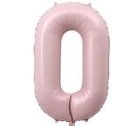 PomeloCoto Globo grande del número 0, globo de aluminio rosa, número de helio, 100 cm, decoración de fiesta de cumpleaños n.º 0, globo rosa 0