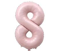 PomeloCoto Globo grande del número 8, globo de aluminio rosa, número 100 cm, decoración de fiesta de cumpleaños número 8, globo rosa 8