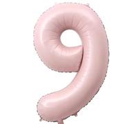 PomeloCoto Globo grande del número 9, globo de aluminio rosa, número de helio, 100 cm, decoración de fiesta de cumpleaños n.º 9, globo rosa 9