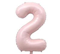 PomeloCoto Globo grande número 2 de papel de aluminio rosa, número 100 cm, decoración de fiesta de cumpleaños número 2, 2 globos rosas