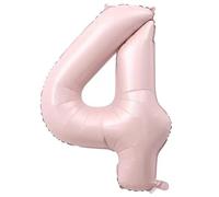 PomeloCoto Globo grande número 4 de papel de aluminio rosa, número de helio, 100 cm, decoración de fiesta de cumpleaños número 4, globo rosa 4