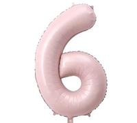 PomeloCoto Globo grande número 6 de papel de aluminio rosa con helio número 100 cm, decoración de fiesta de cumpleaños número 6 - 6 globos rosas