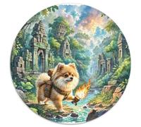 Pomerania 1000 Piezas Rompecabezas Redondo Adultos para Niños Buen Amigo Socio Mascota Circular Puzzle Niños para Decoración del Hogar Imposible Infantil 3D Cartón 1000pcs (67.5x67.5cm)