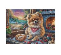 Pomerania cocinando para Navidad Puzzle 300 Piezas Desafío Intelectual Rompecabezas para Adultos Obra De Arte Colorido DIY Creativo Decoración Hogar 300 PCS