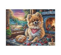 Pomerania cocinando para Navidad Puzzle 500 Piezas Desafío Intelectual Avanzado Rompecabezas para Adultos Obra De Arte Colorido DIY Creativo Decoración Hogar 500 PCS