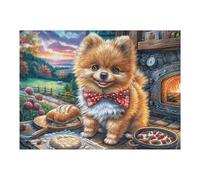 Pomerania cocinando para Navidad Puzzles 500 Piezas Impossible Desafío Rompecabezas para Adultos Aliviar Estrés Decoración Hogar DIY Moderno Portátil 500 PCS