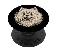 Pomerania Fumando Cigarrillo Divertido Amante de los Perros PopSockets PopGrip Adhesivo
