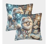 Pomerania Suave para Sofá Cómodas Terciopelo Cuadradas Paquete De 2 para，Cremallera Invisible，Lindo Suave Cojines Decorativos para Sofá Cama Hogar Exterior 50x50cm