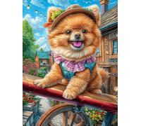 Pomeranian Avec un Chapeau Dans le Jardin Puzzle 300 Piezas Papel Adolescentes Mitos fantásticos Actividad Familiar Educativa Mejora Coordinación Ojo-Mano Fiestas Navideñas 300 PCS