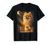 Pomeranian Howling to The Moon Vintage 90s Funny Pet Dueño Camiseta