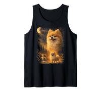 Pomeranian Howling to The Moon Vintage 90s Funny Pet Dueño Camiseta sin Mangas