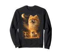 Pomeranian Howling to The Moon Vintage 90s Funny Pet Dueño Sudadera