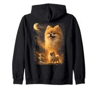 Pomeranian Howling to The Moon Vintage 90s Funny Pet Dueño Sudadera con Capucha