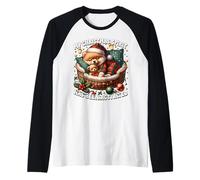 Pomeranian Puppy For Pom Mom with Cute Christmas Sayings Camiseta Manga Raglan