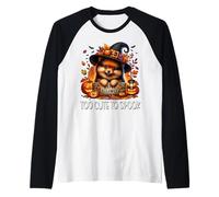 Pomeranian Puppy Is Too Cute To Spook For Pom Mom Halloween Camiseta Manga Raglan