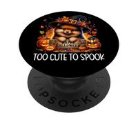 Pomeranian Puppy Is Too Cute To Spook For Pom Mom Halloween PopSockets PopGrip Adhesivo